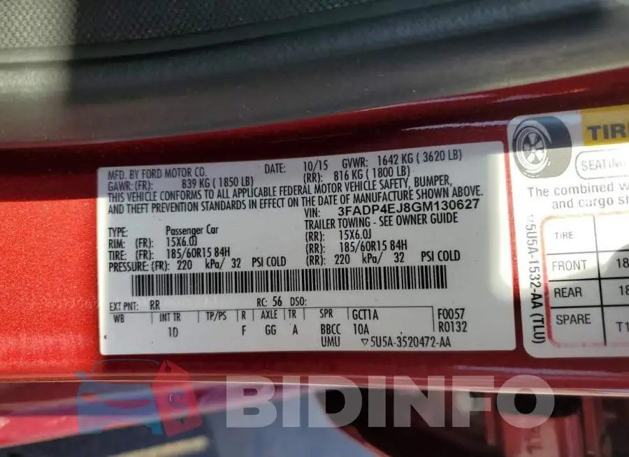 3FADP4EJ8GM130627 Photo# 13