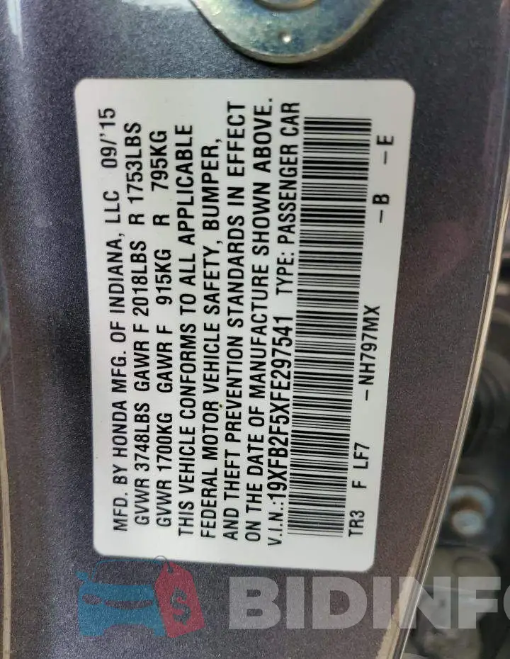 19XFB2F5XFE297541 Photo# 13