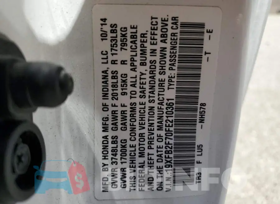19XFB2F70FE210361 Photo# 12