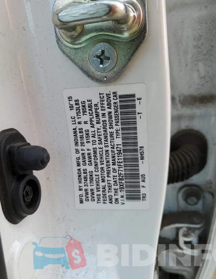 19XFB2F71FE119471 Photo# 13