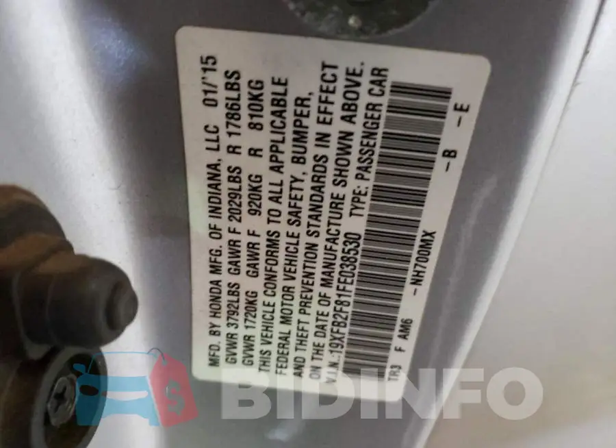 19XFB2F81FE038530 Photo# 13