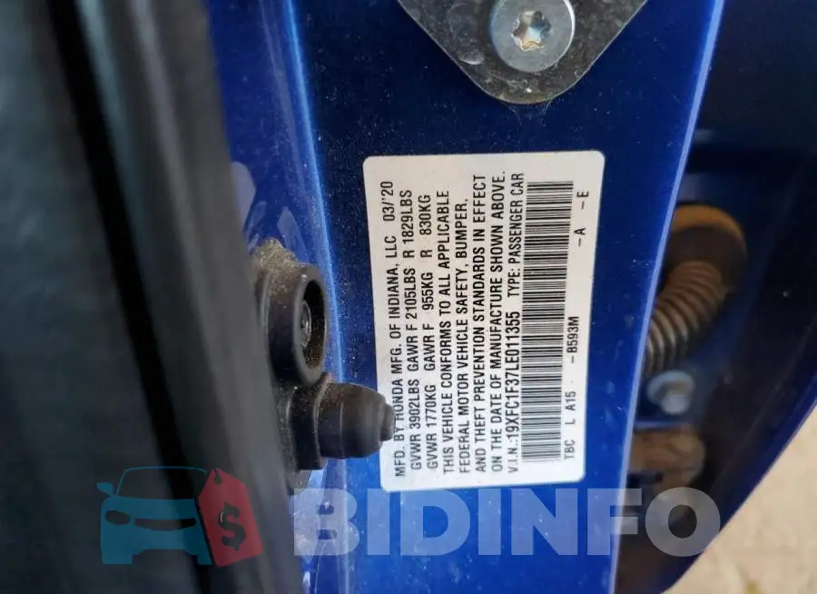 19XFC1F37LE011355 Photo# 12