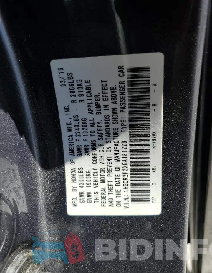 1HGCR2F3XGA181226 Photo# 12