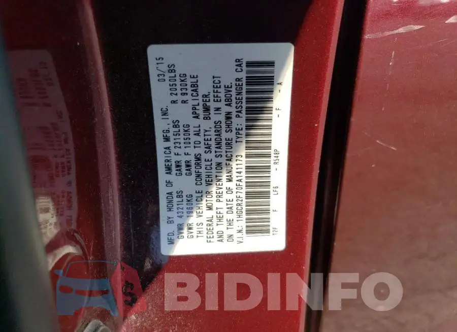 1HGCR2F70FA141173 Photo# 12