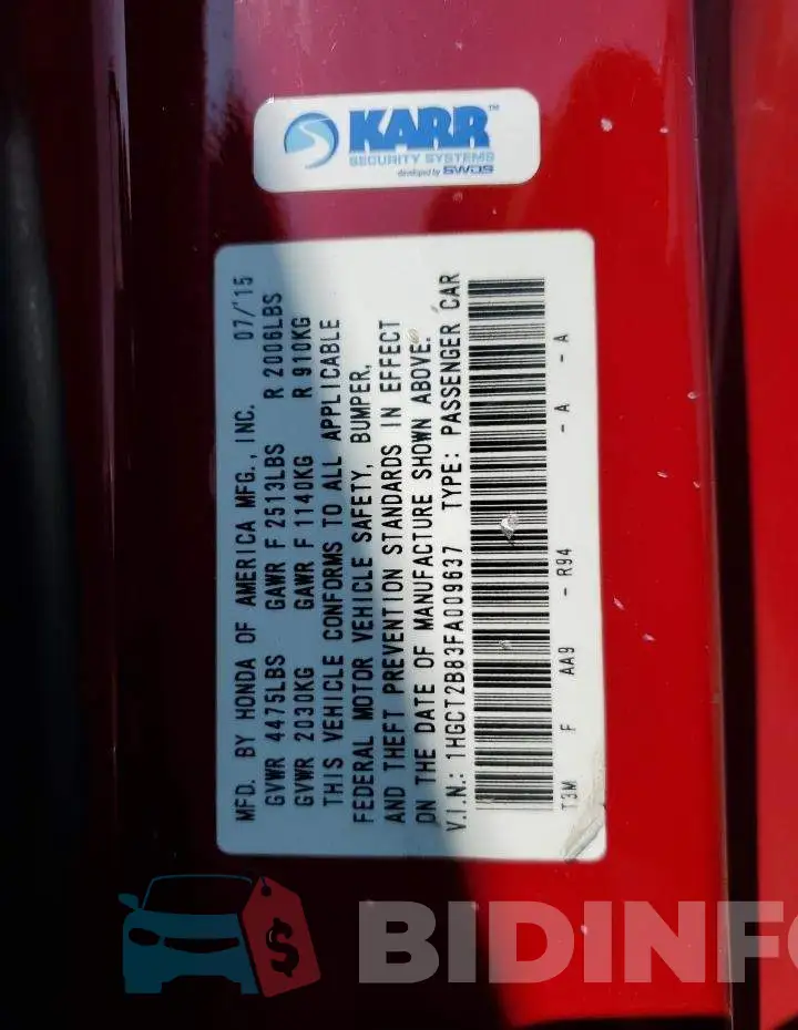 1HGCT2B83FA009637 Photo# 12