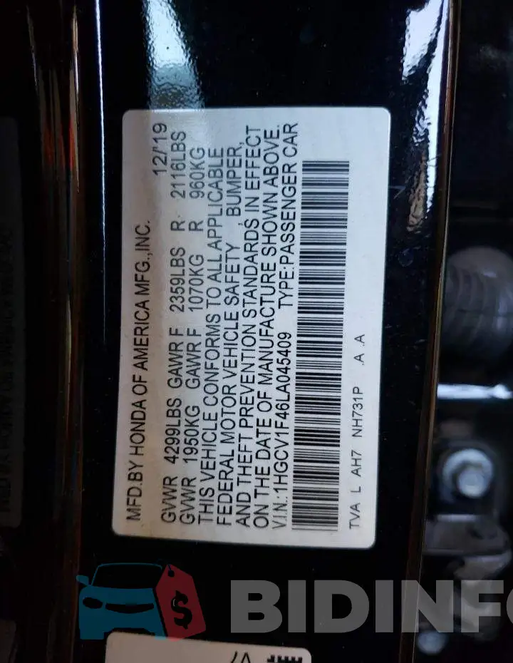 1HGCV1F46LA045409 Photo# 12