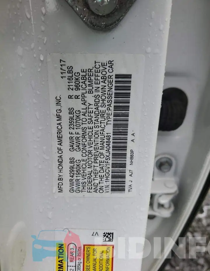 1HGCV1F5XJA048481 Photo# 12