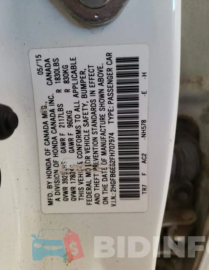 2HGFB6E52FH707974 Photo# 13