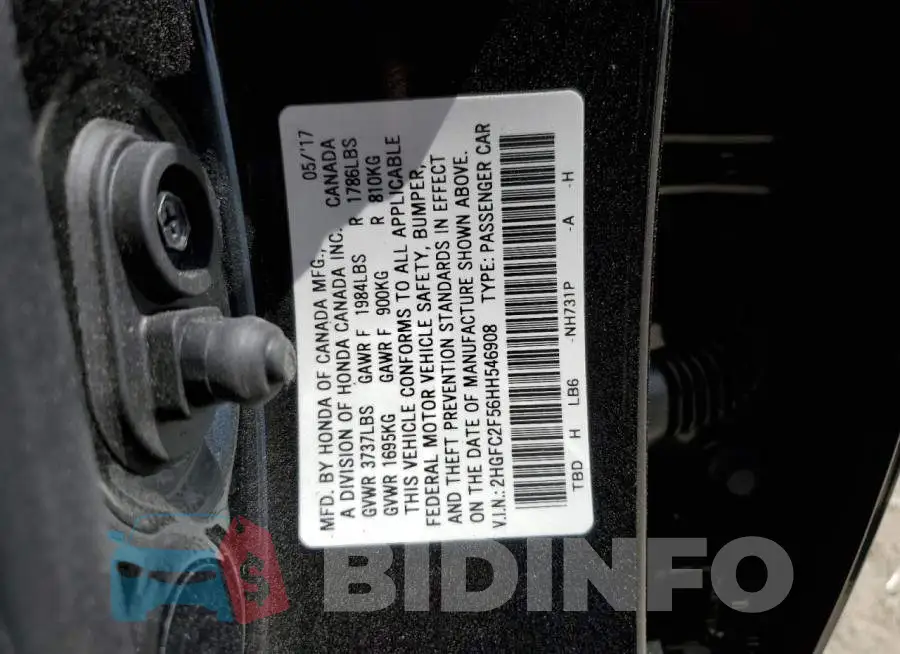 2HGFC2F56HH546908 Photo# 12