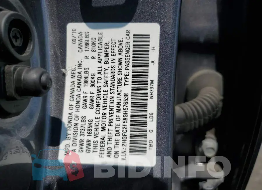 2HGFC2F58GH576538 Photo# 12