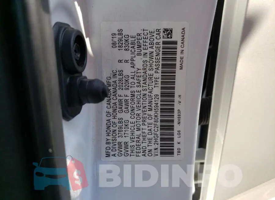 2HGFC2F80KH594129 Photo# 13