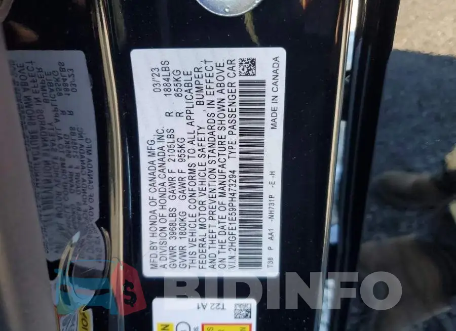 2HGFE1E59PH473294 Photo# 12