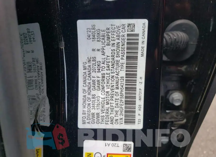 2HGFE2F58PH543128 Photo# 12