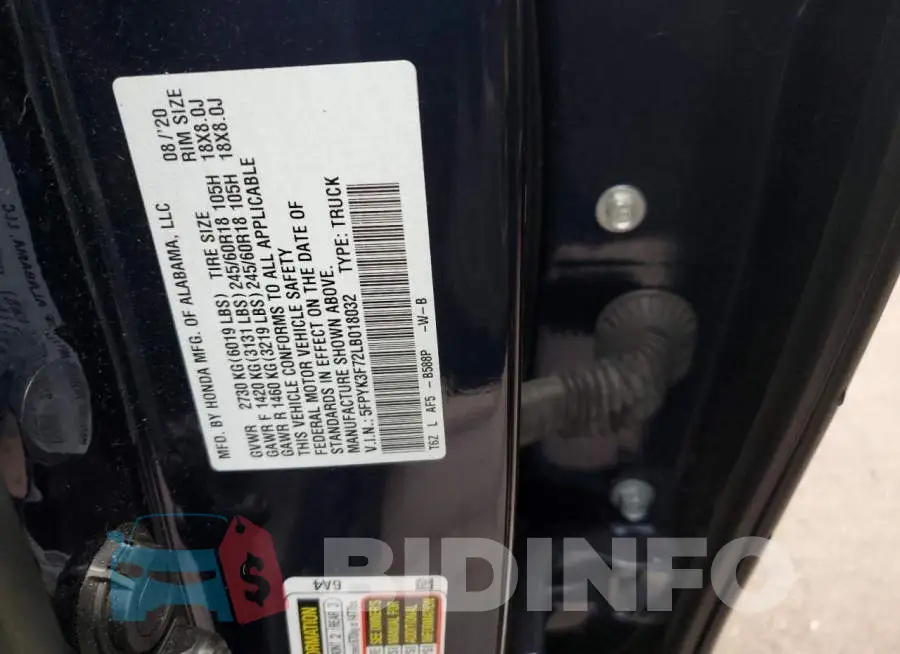 5FPYK3F72LB018032 Photo# 12