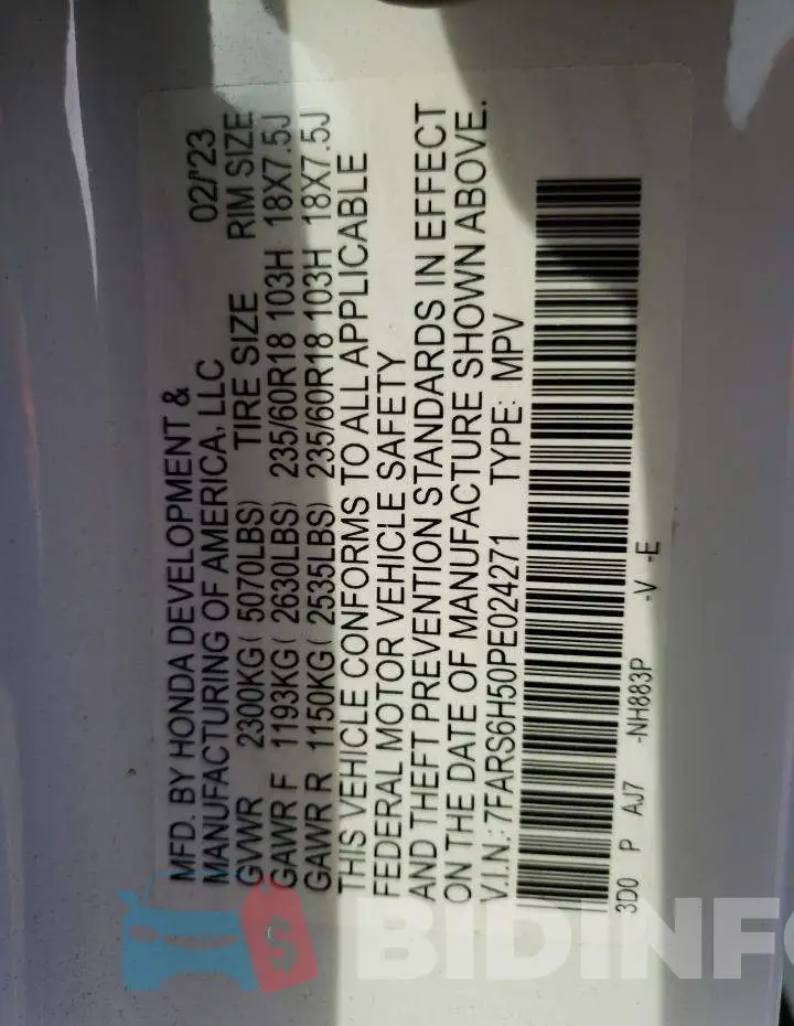 7FARS6H50PE024271 Photo# 13