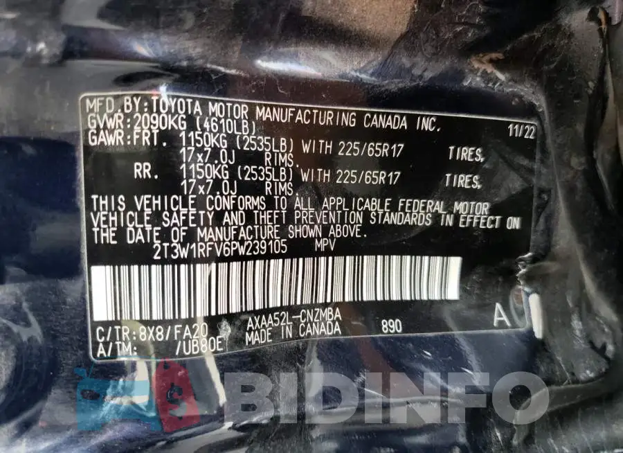 2T3W1RFV6PW239105 Photo# 13
