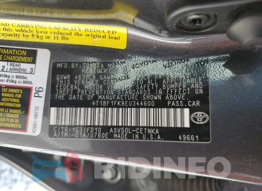 4T1BF1FK8EU344600 Photo# 13
