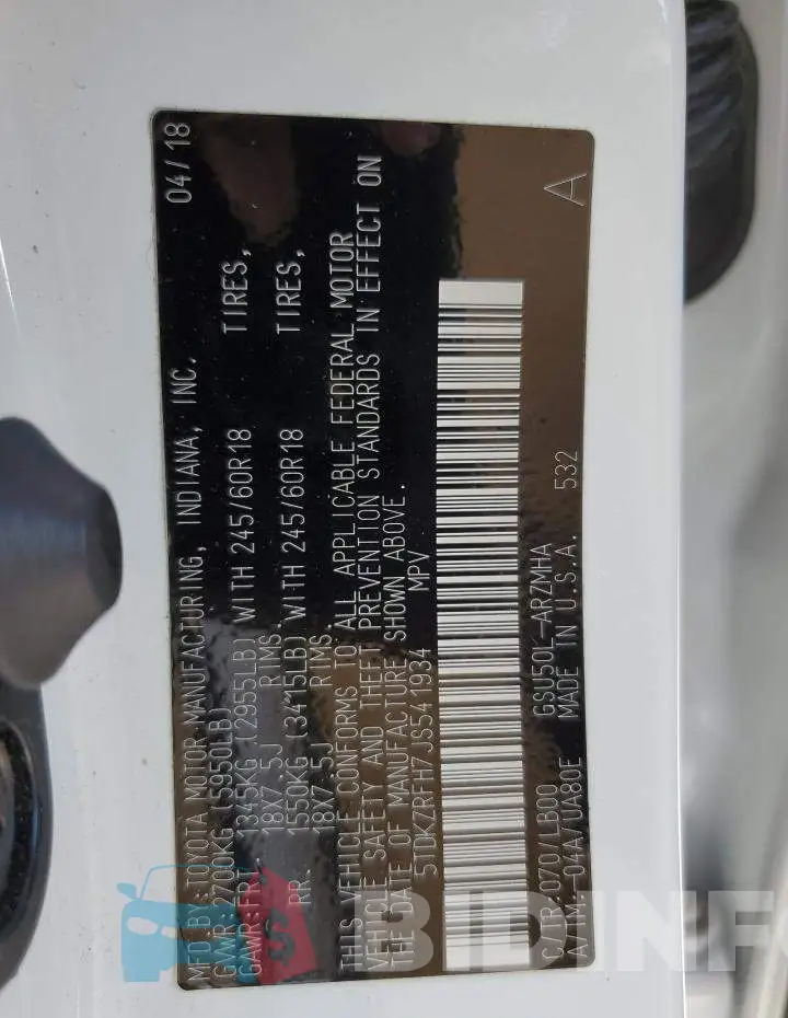 5TDKZRFH7JS541934 Photo# 14