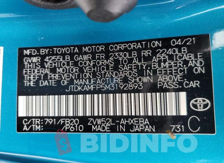JTDKAMFP5M3192893 Photo# 13