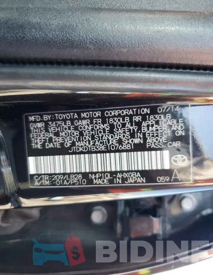 JTDKDTB38E1076881 Photo# 12