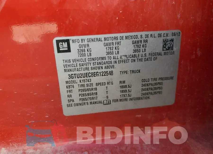 3GTU2UEC8EG122548 Photo# 12