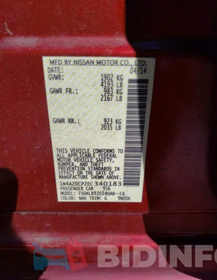 1N4AZ0CP2EC340183 Photo# 12