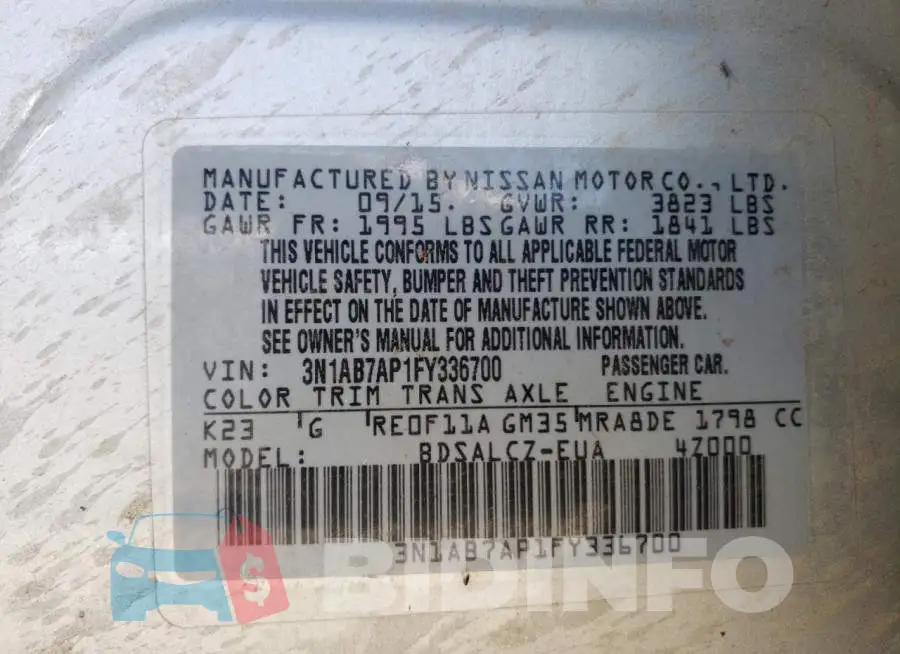 3N1AB7AP1FY336700 Photo# 12