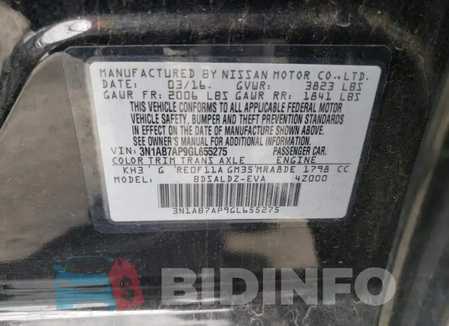 3N1AB7AP9GL655275 Photo# 12