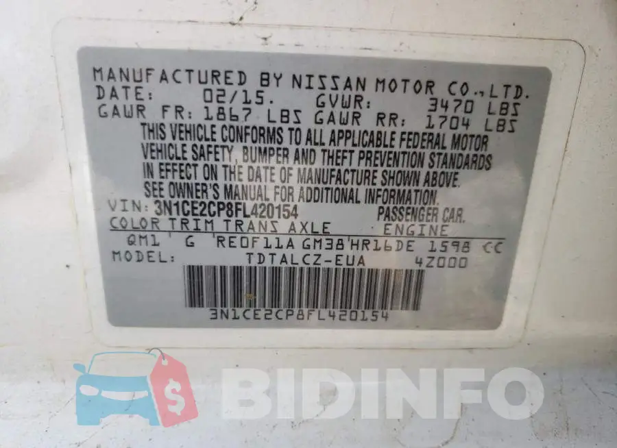 3N1CE2CP8FL420154 Photo# 12