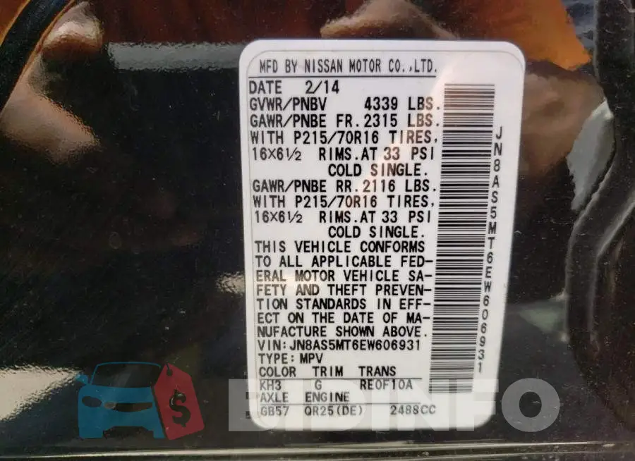JN8AS5MT6EW606931 Photo# 13