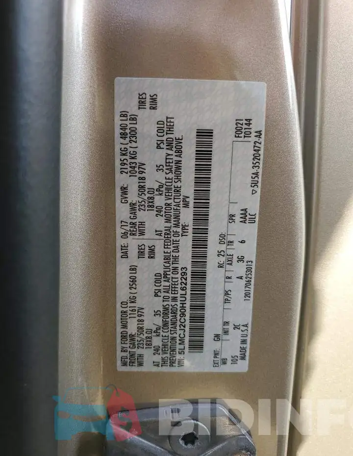 5LMCJ2C90HUL62293 Photo# 12