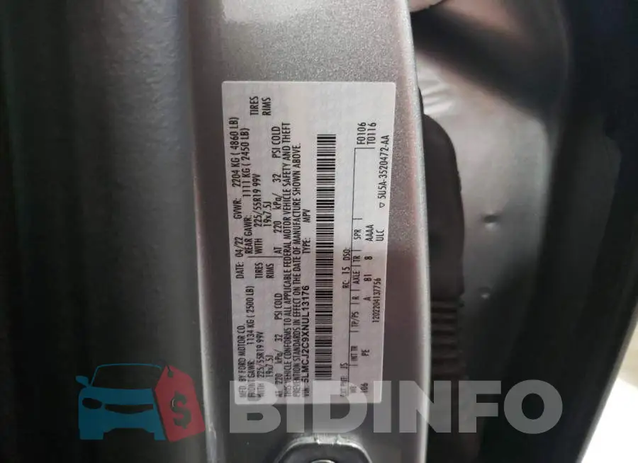 5LMCJ2C9XNUL13176 Photo# 13