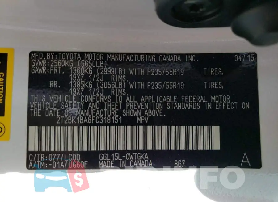2T2BK1BA8FC318151 Photo# 12