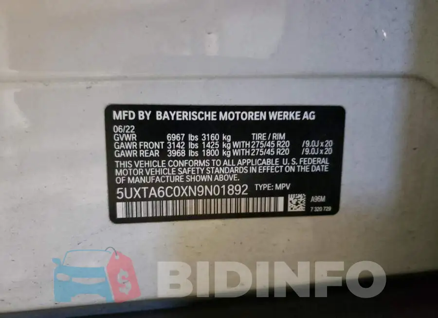 5UXTA6C0XN9N01892 Photo# 13