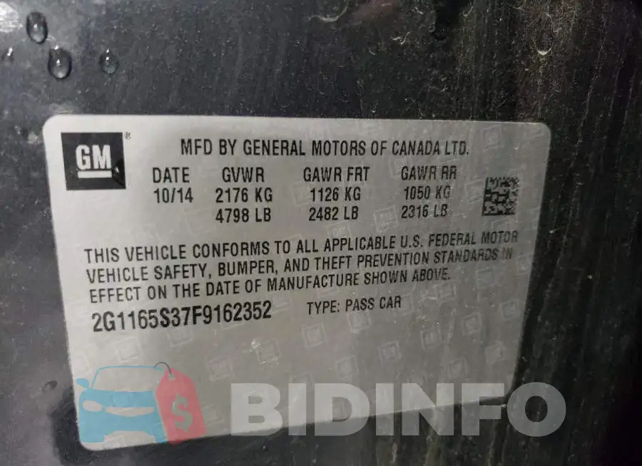 2G1165S37F9162352 Photo# 13