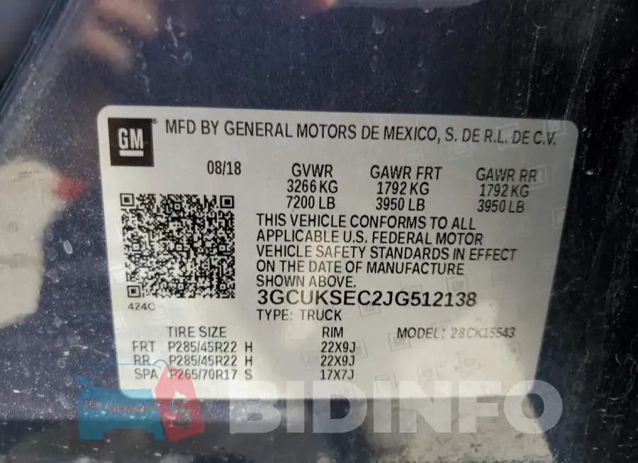 3GCUKSEC2JG512138 Photo# 12