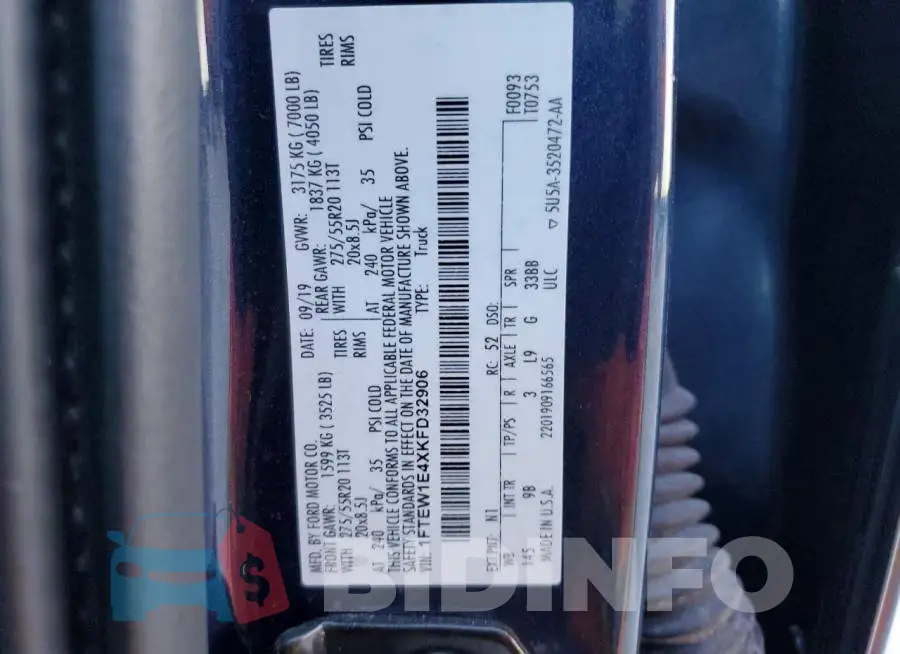 1FTEW1E4XKFD32906 Photo# 13
