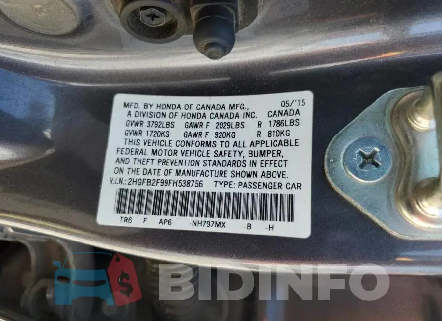 2HGFB2F99FH538756 Photo# 12