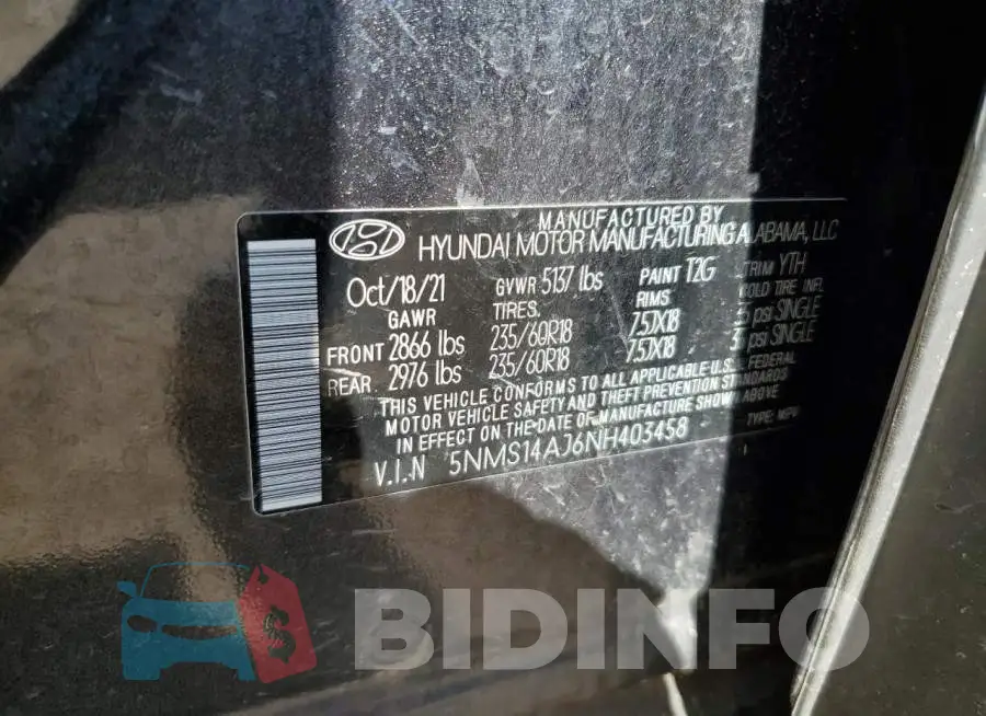 5NMS14AJ6NH403458 Photo# 12