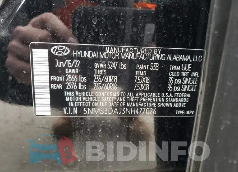 5NMS3DAJ3NH477026 Photo# 14