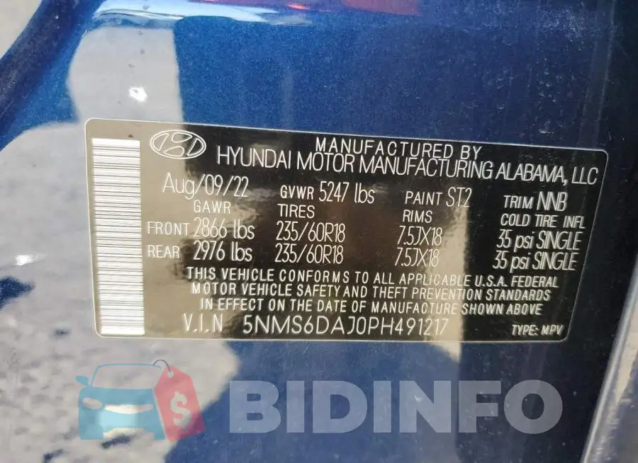 5NMS6DAJ0PH491217 Photo# 12