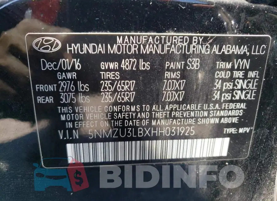 5NMZU3LBXHH031925 Photo# 12