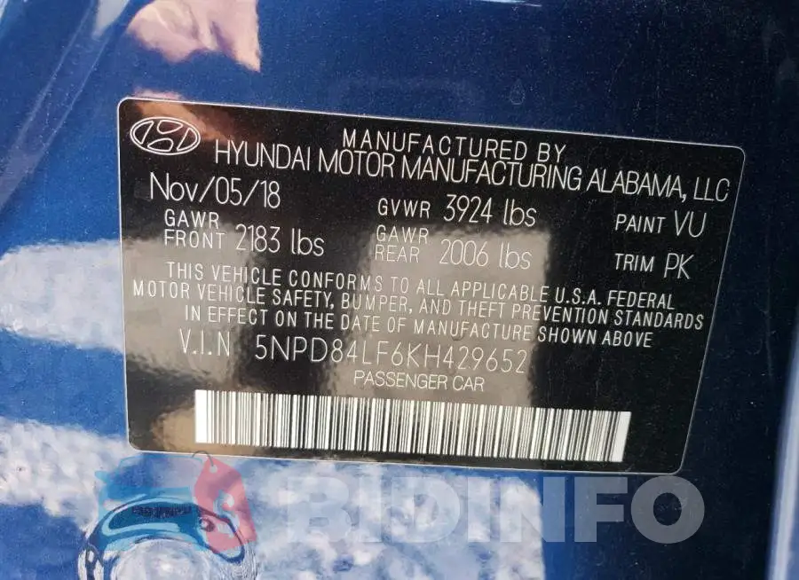 5NPD84LF6KH429652 Photo# 12