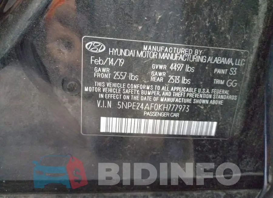 5NPE24AF0KH777973 Photo# 12