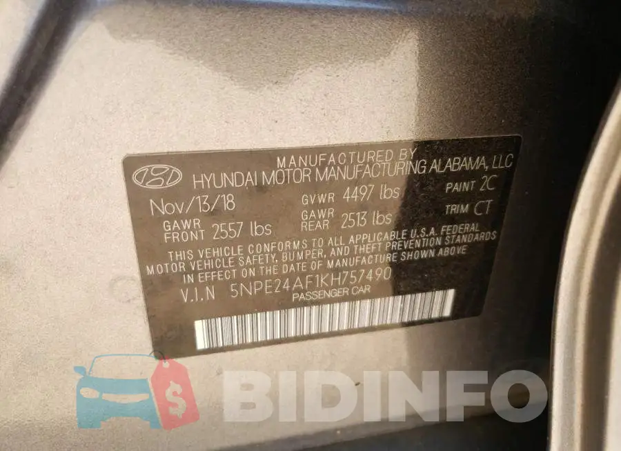 5NPE24AF1KH757490 Photo# 13
