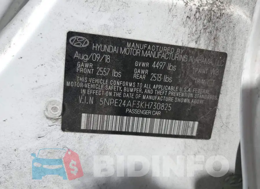 5NPE24AF3KH730825 Photo# 12