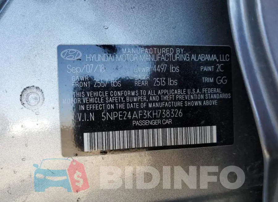 5NPE24AF3KH738326 Photo# 12