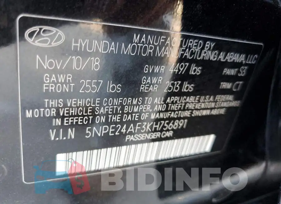 5NPE24AF3KH756891 Photo# 12