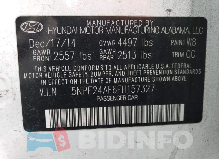 5NPE24AF6FH157327 Photo# 12
