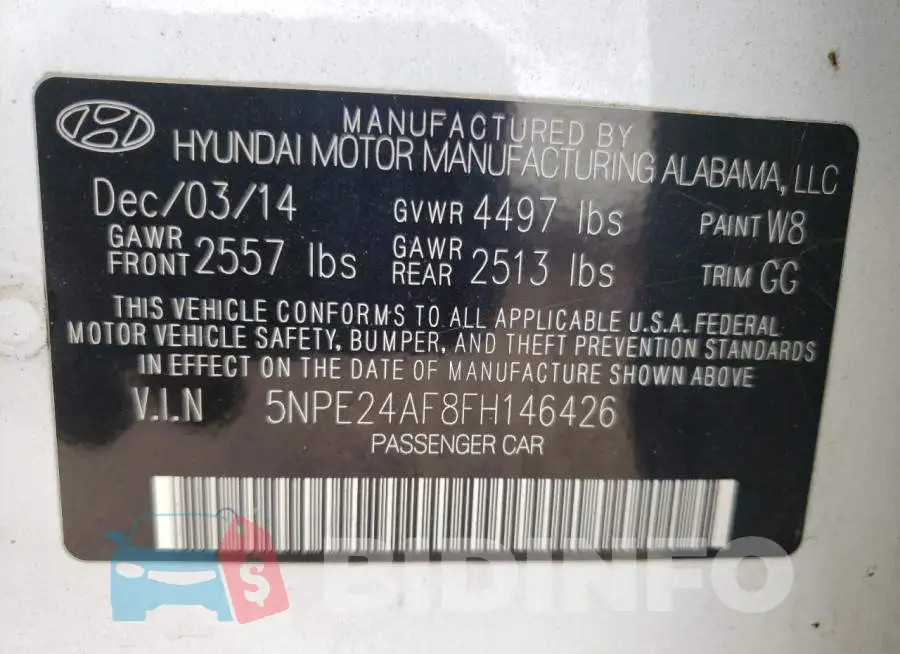 5NPE24AF8FH146426 Photo# 12
